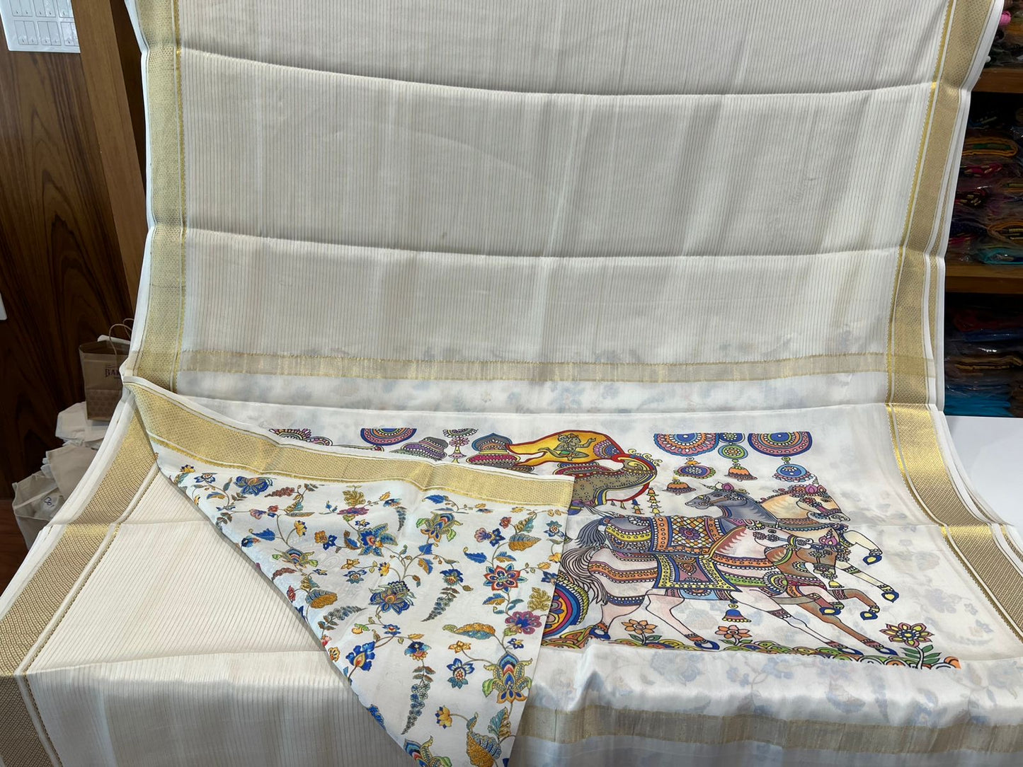 Pen kalamkari Mysore silks Saress