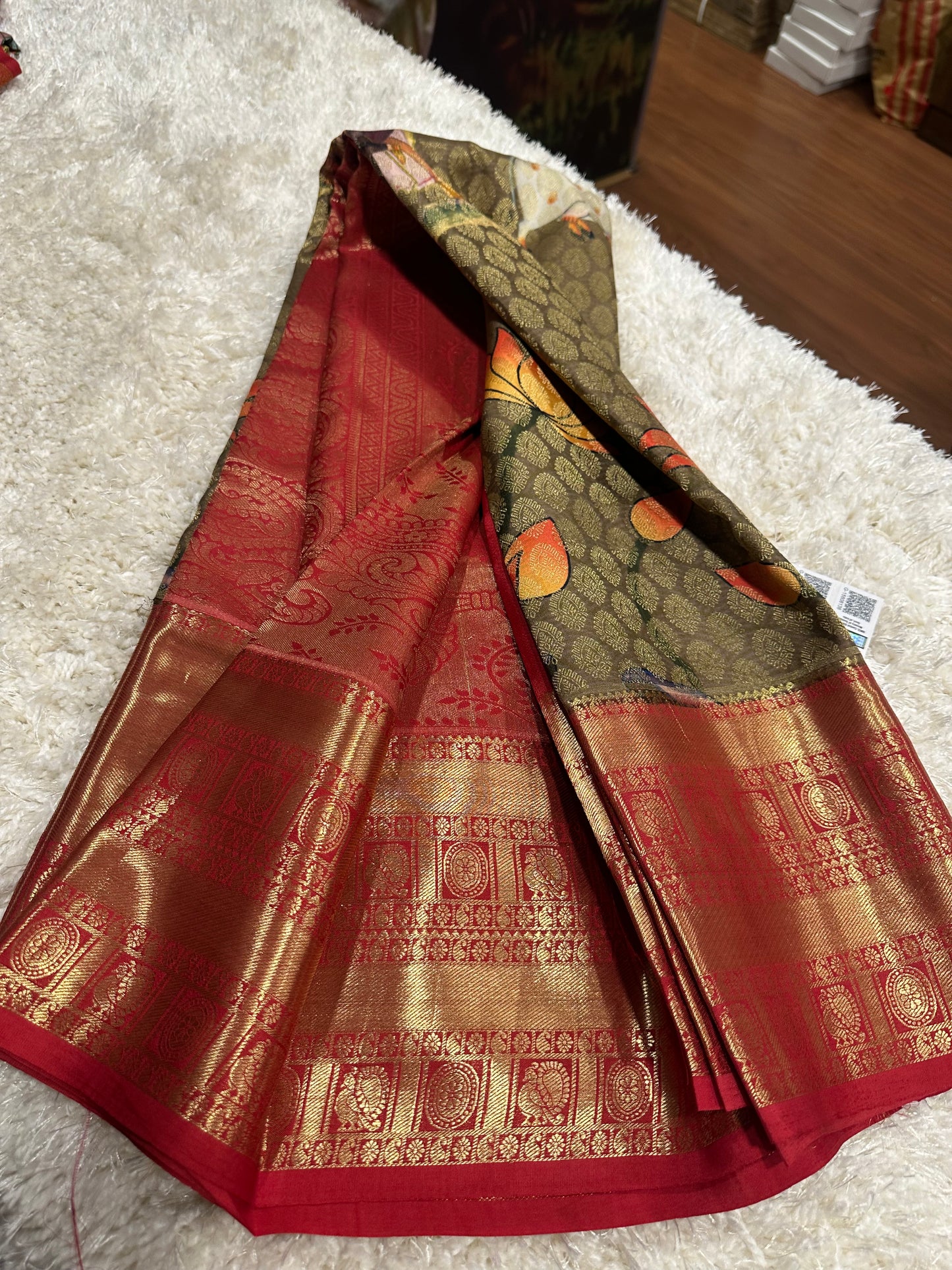 Pure digital print Kanjivaram silk sarees