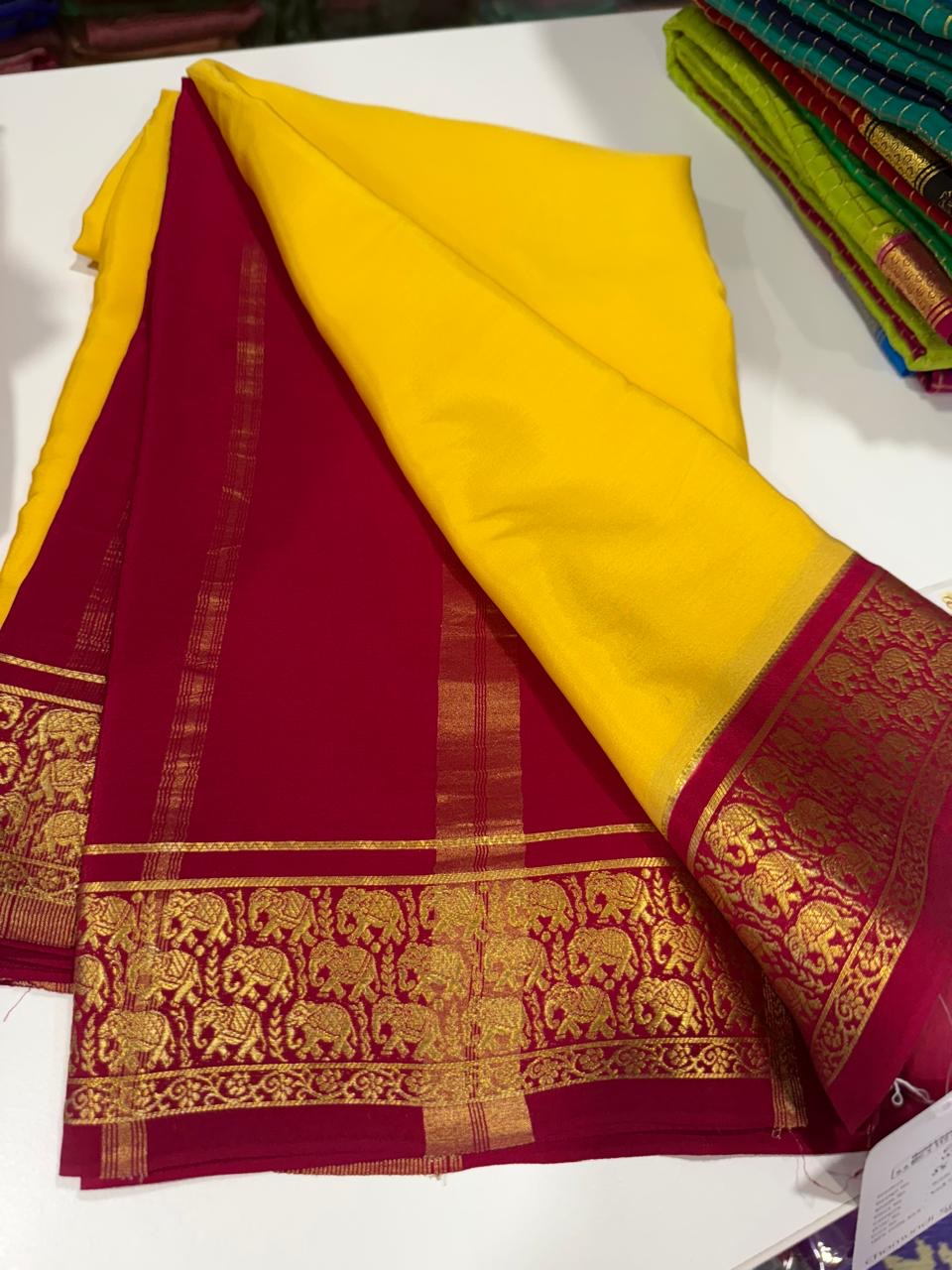 ❤️Traditional border in gold lace Zari Mysore silk sarees ❤️