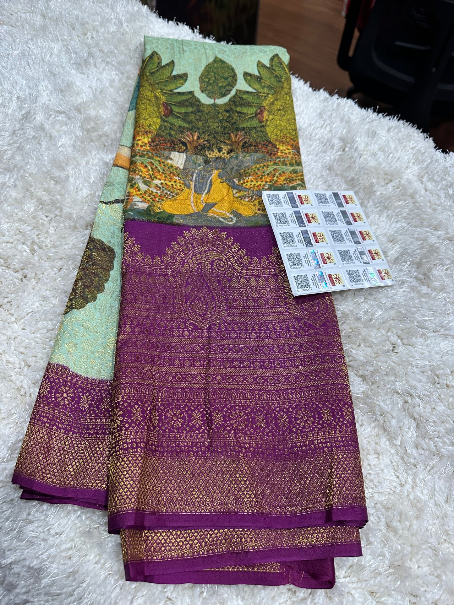Pure digital print Kanjivaram silk sarees