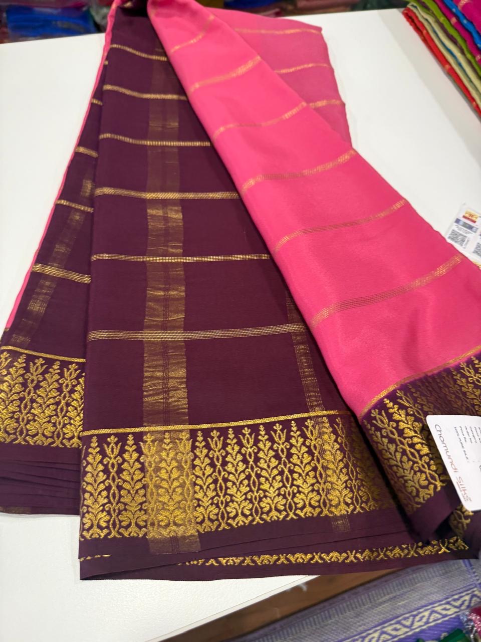 ❤️Traditional border in gold lace Zari Mysore silk sarees ❤️