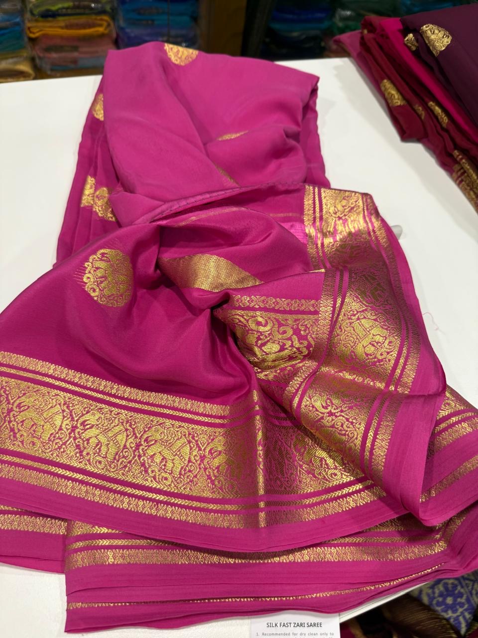 Pure zari Mysore silk saree elephant butta
