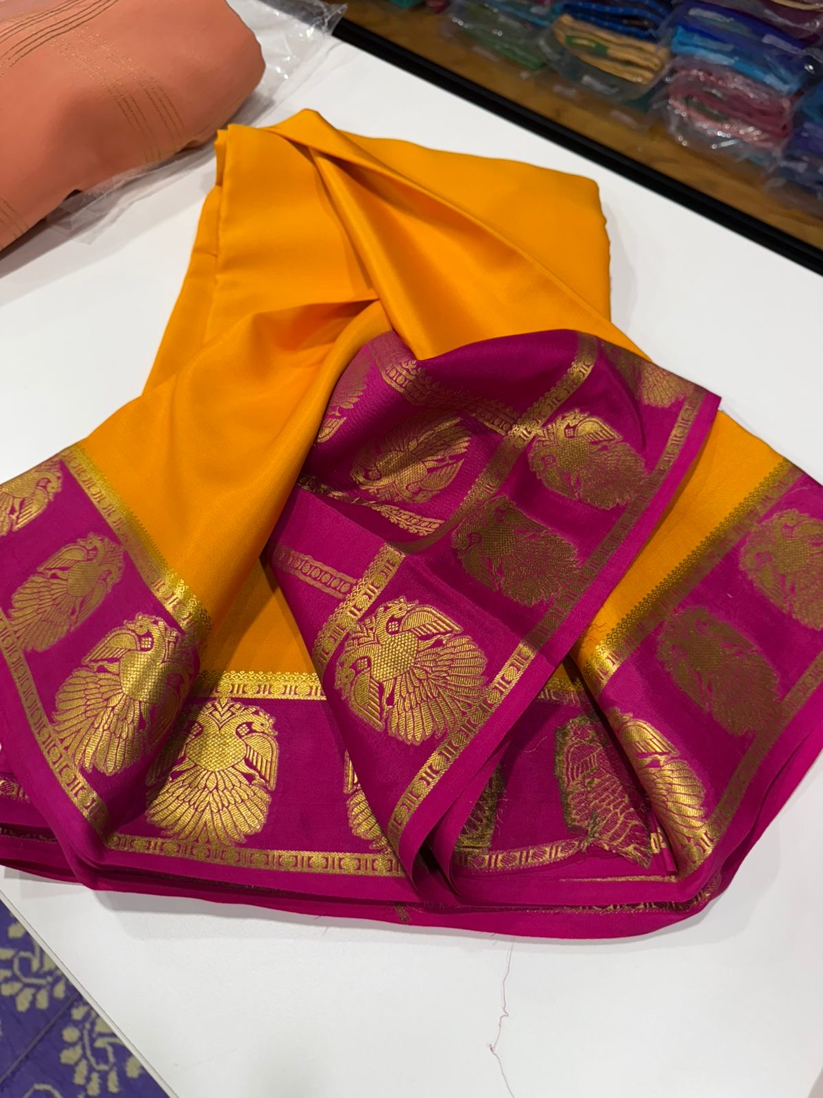 Mysore silk sarees contrast pattern