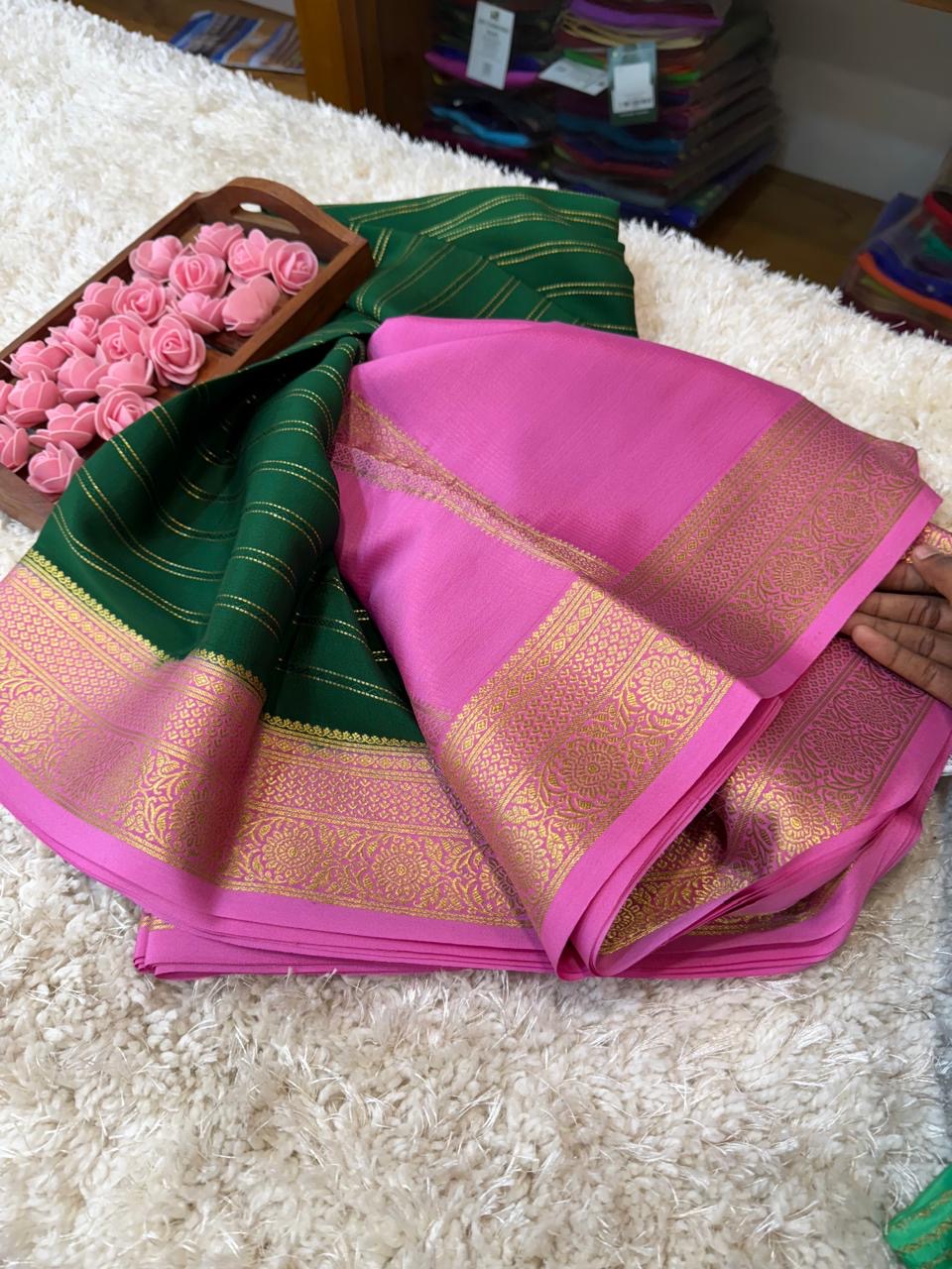 Mysore silk sarees contrast pattern