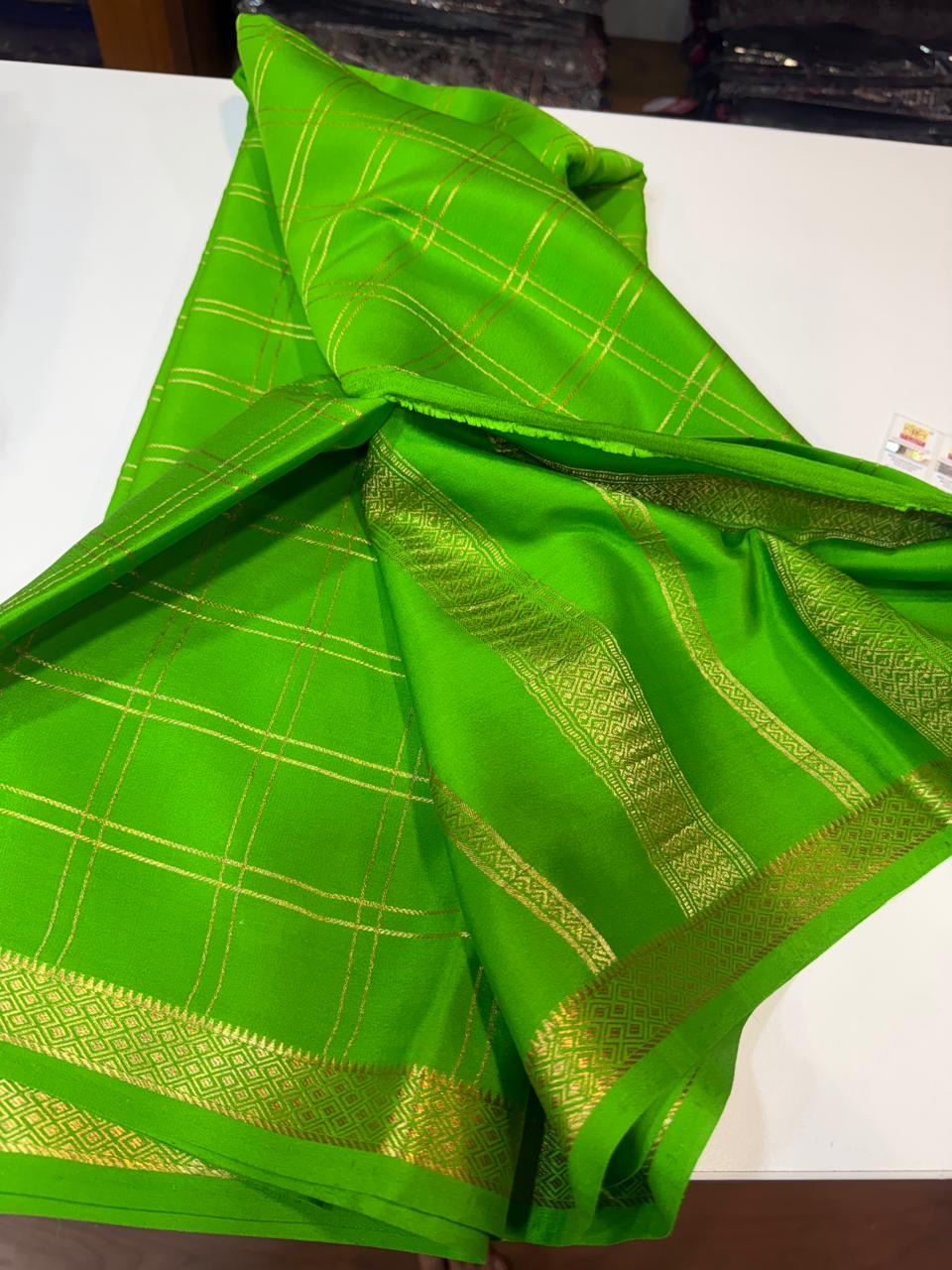 Mysore silk sarees self checks pattern