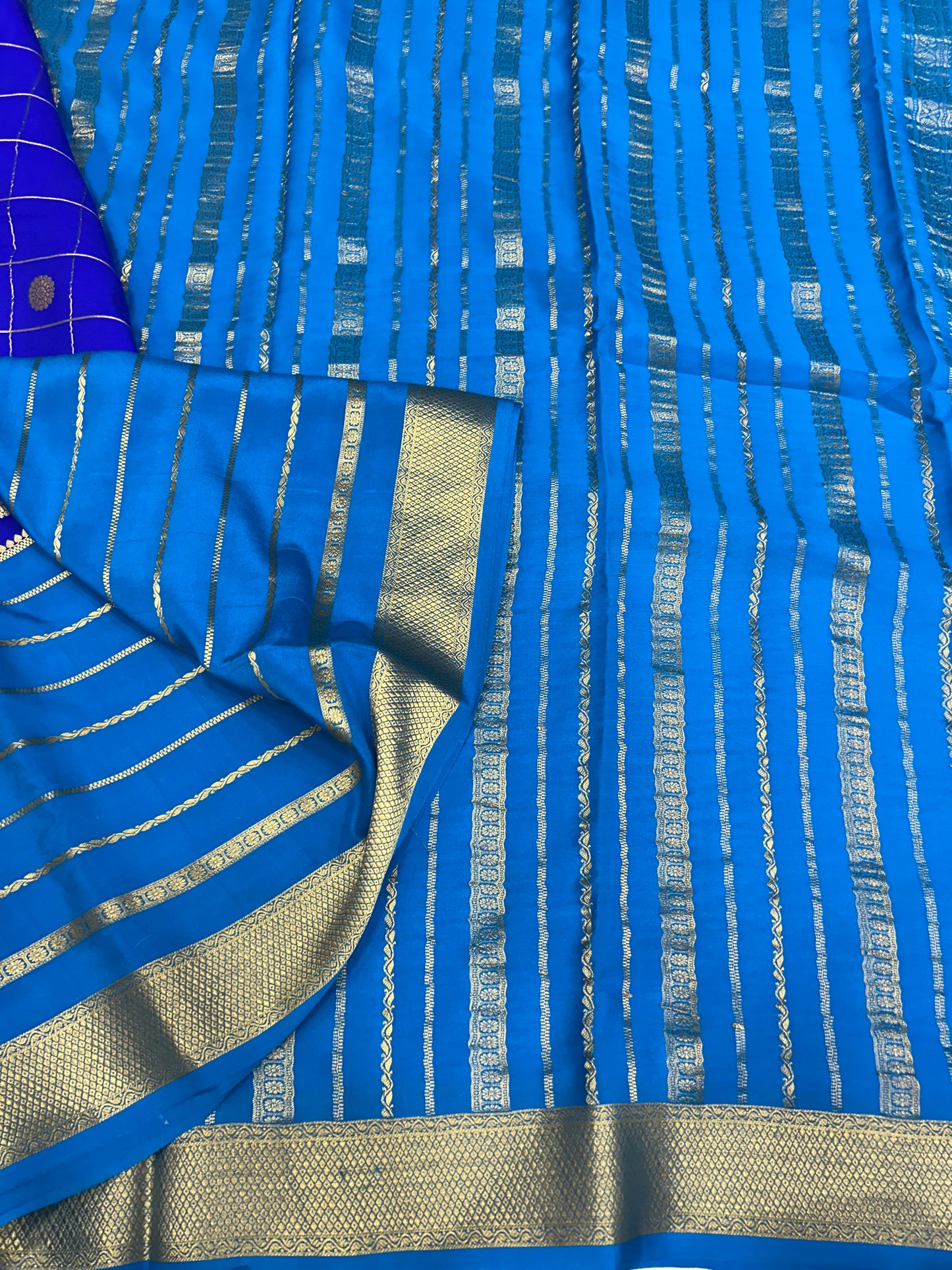 Mysore silk contrast checks butta