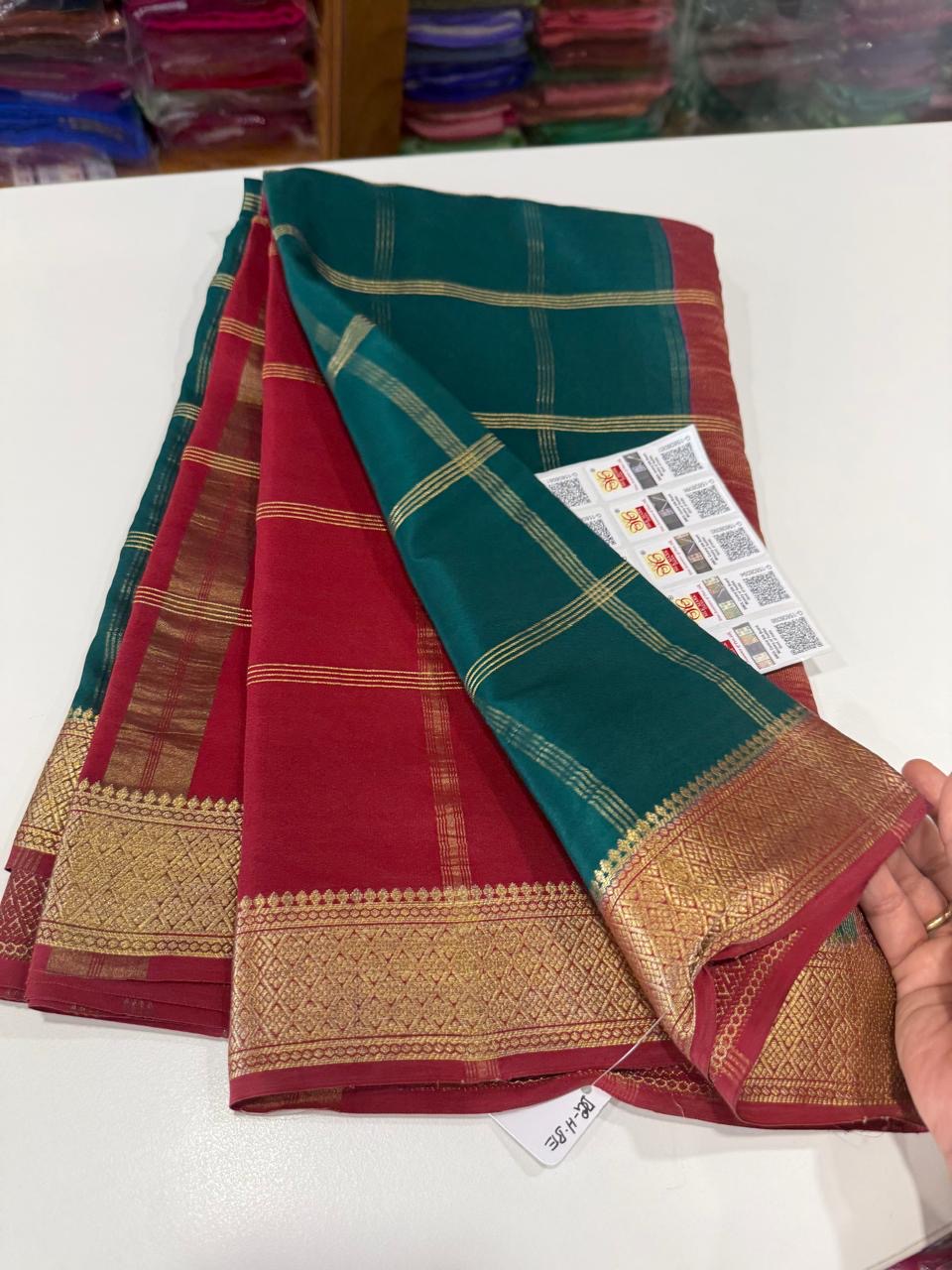 ❤️Traditional border in gold lace Zari Mysore silk sarees ❤️