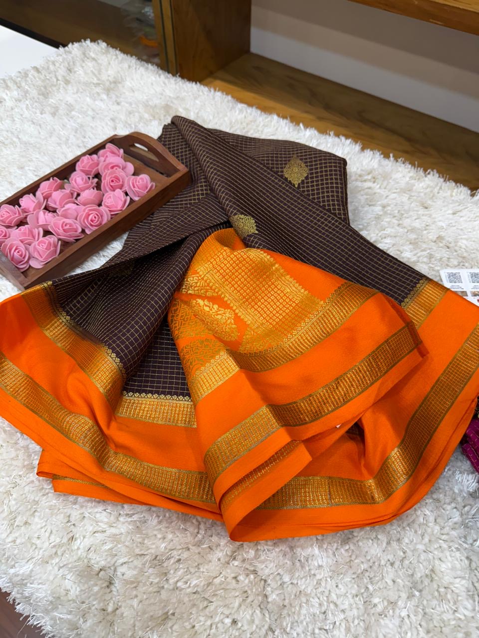 Mysore silk sarees checks pattern