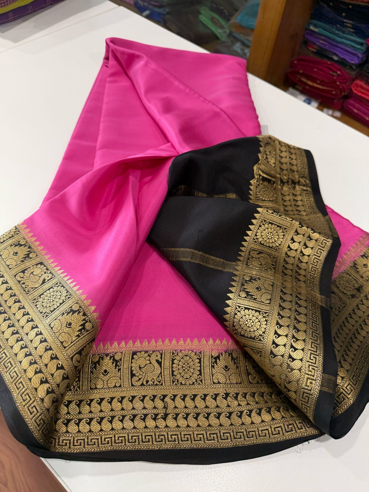 Traditional pattern mysore silk sarees with elegant color combinations