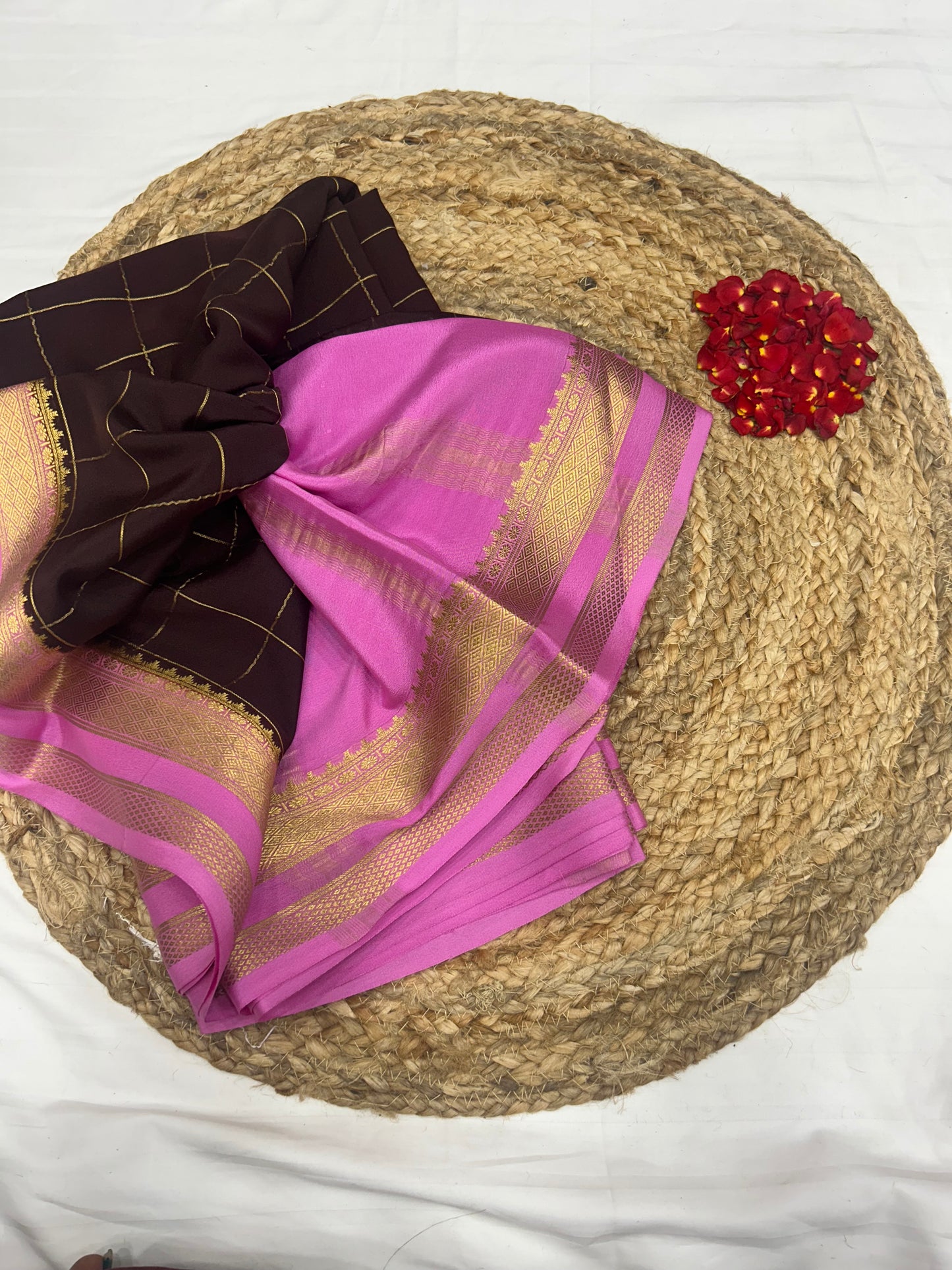 Mysore silk contrast checks