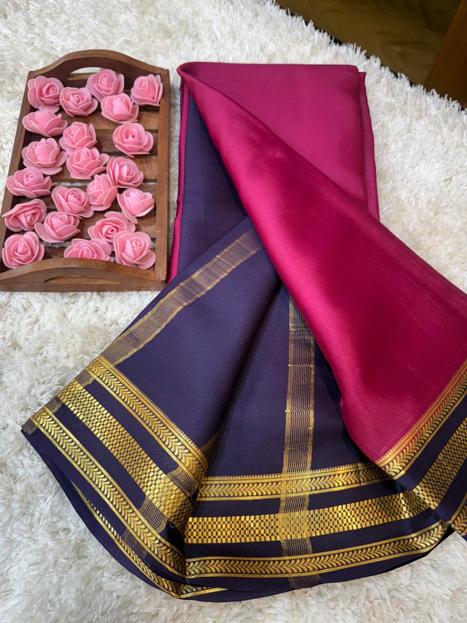 Mysore silk sarees light weight pattern