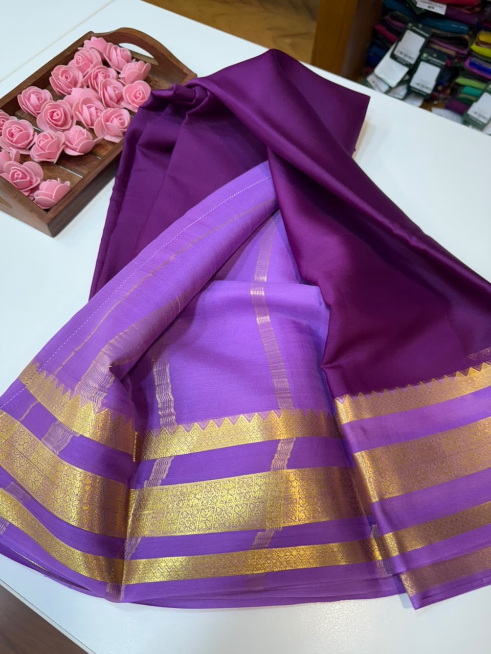 Mysore silk sarees light weight pattern