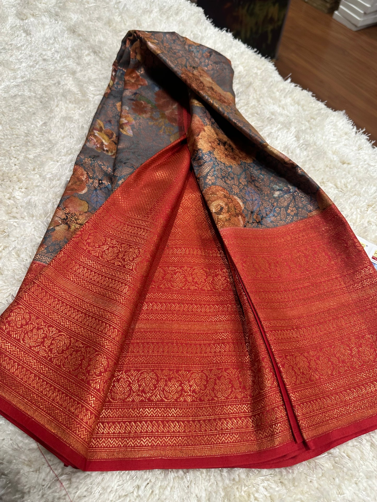 Pure digital print Kanjivaram silk sarees