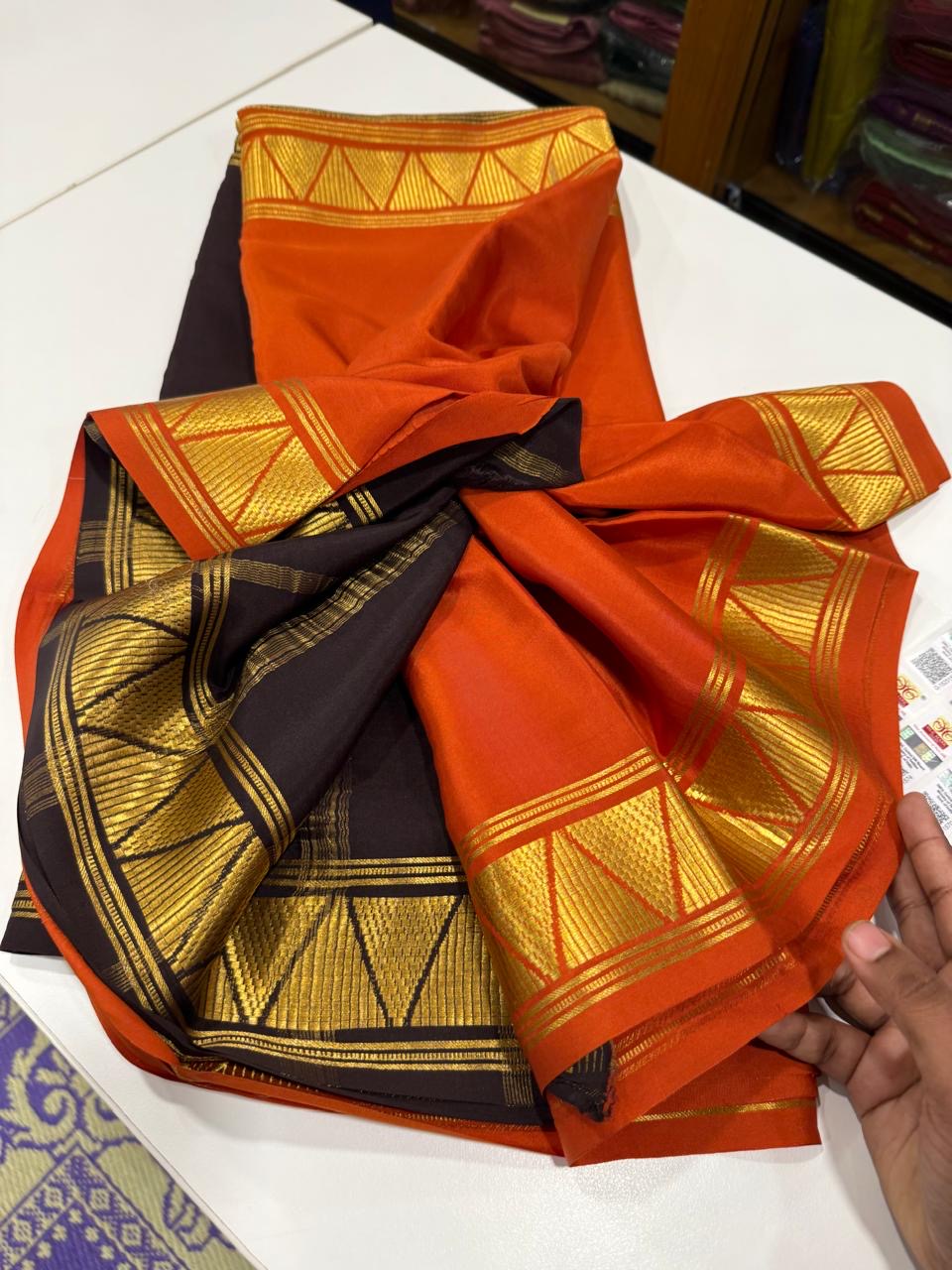 Half n Half pattern Mysore silk Saress