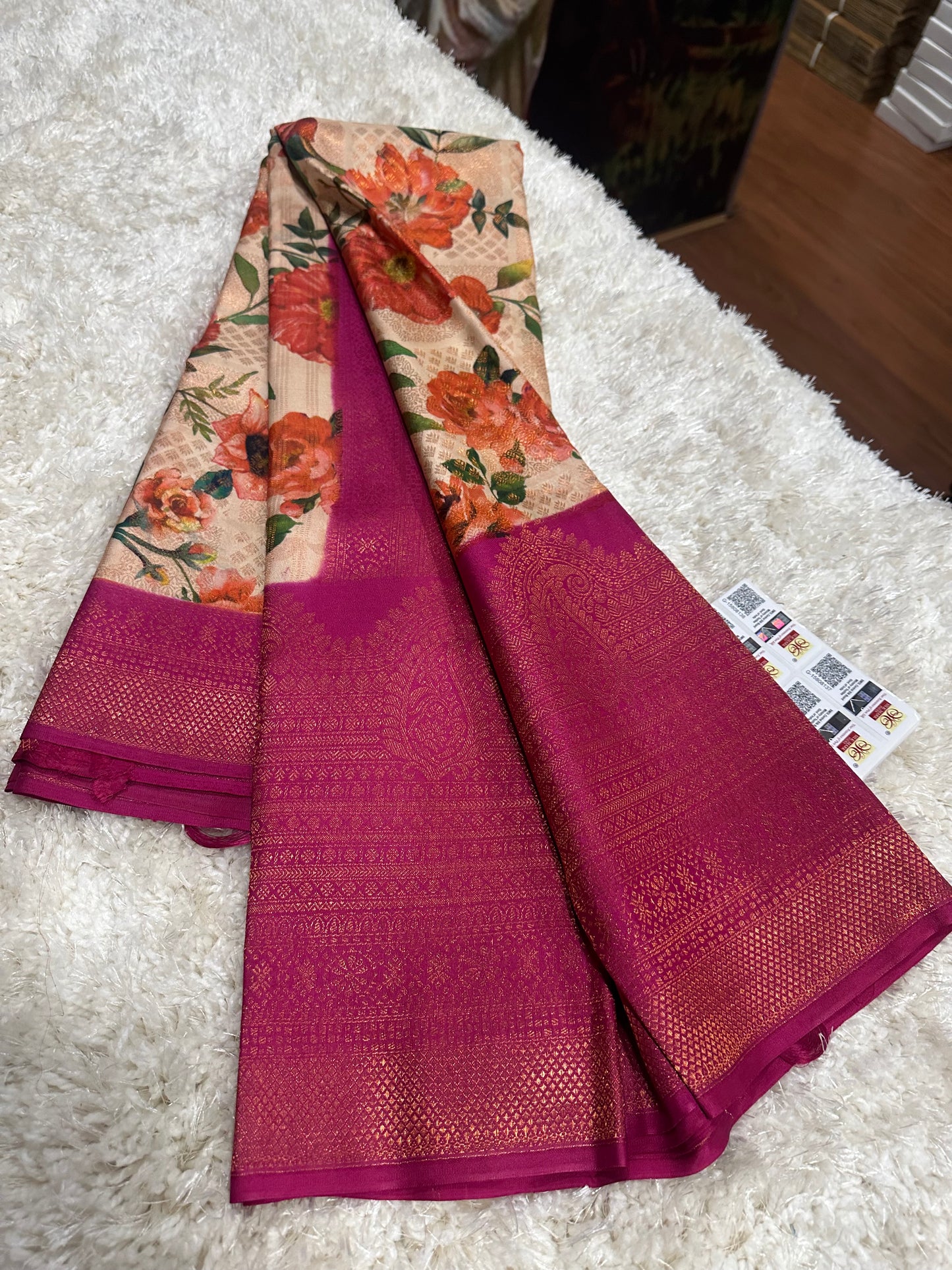 Pure digital print Kanjivaram silk sarees