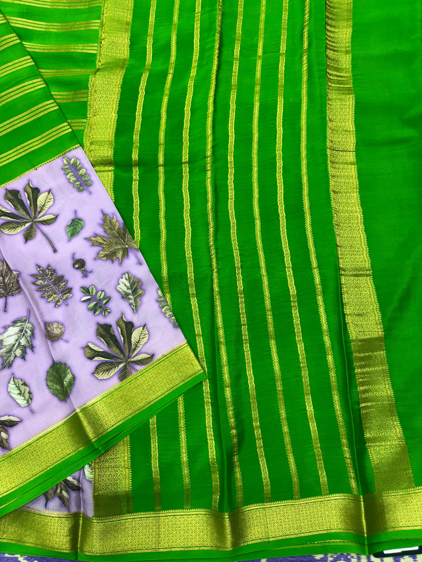 Digital Print Half & Half Mysore Silk Saree