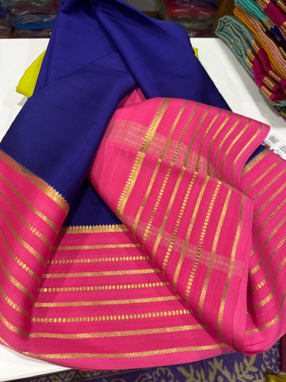 Mysore silk sarees contrast pattern