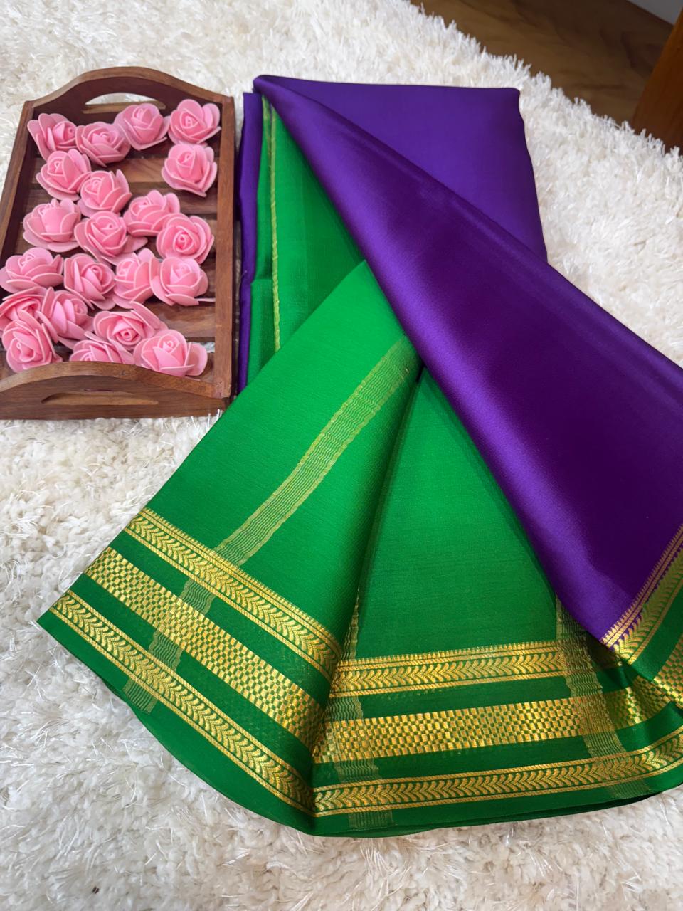 Mysore silk sarees light weight pattern