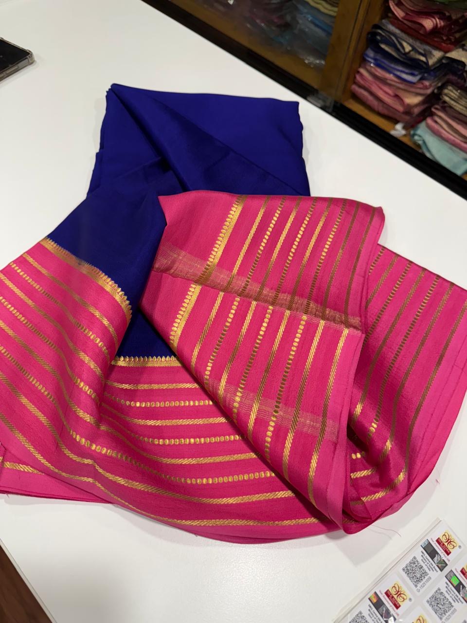 Mysore silk sarees contrast pattern