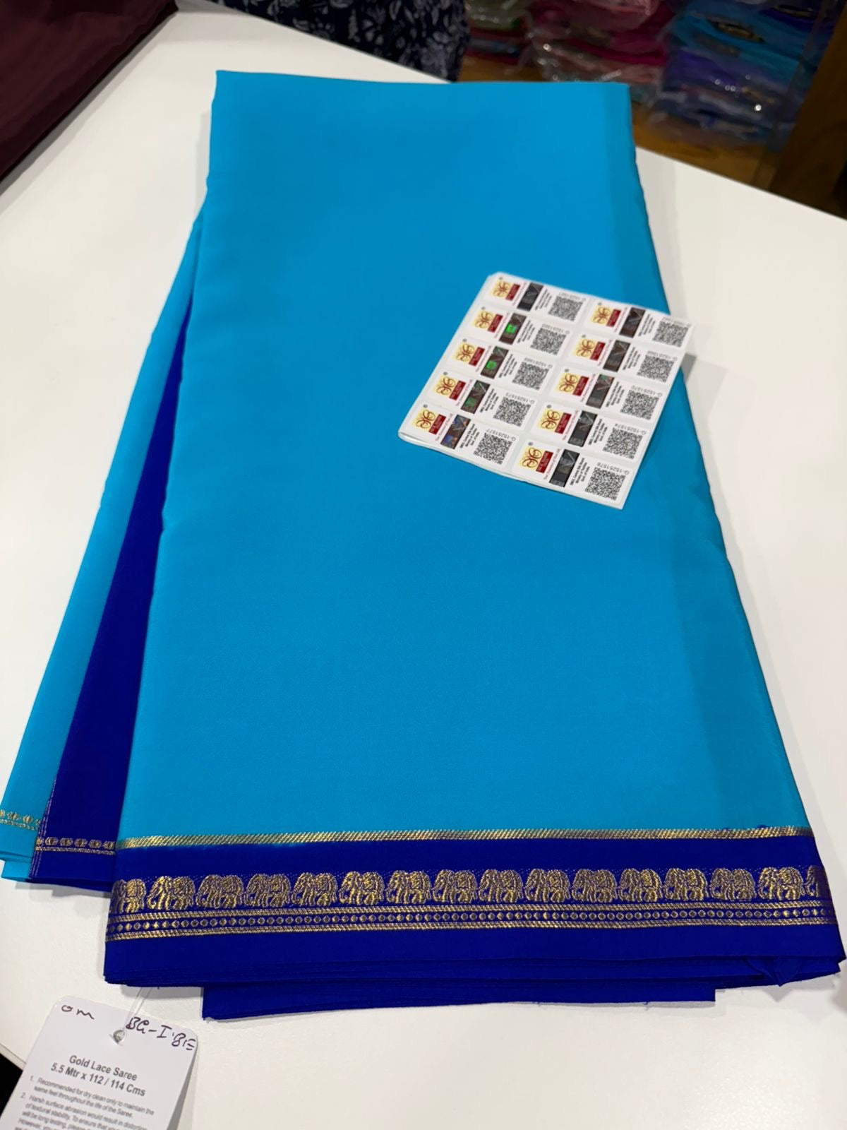 Pure Zari elephant contrast border