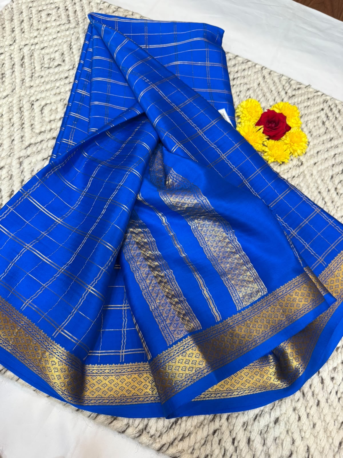 Mysore silk sarees checks pattern