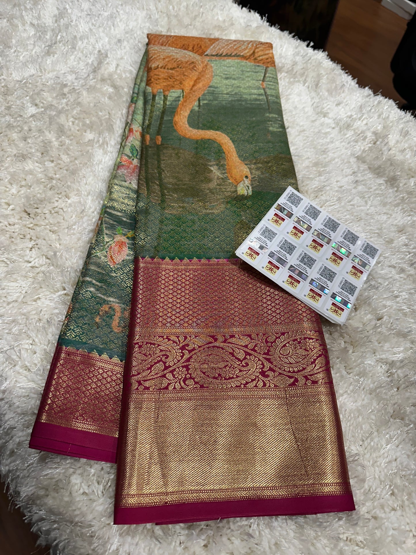 Pure digital print Kanjivaram silk sarees