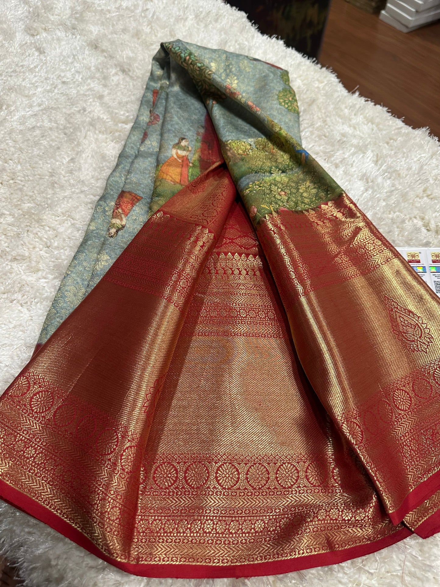 Pure digital print Kanjivaram silk sarees