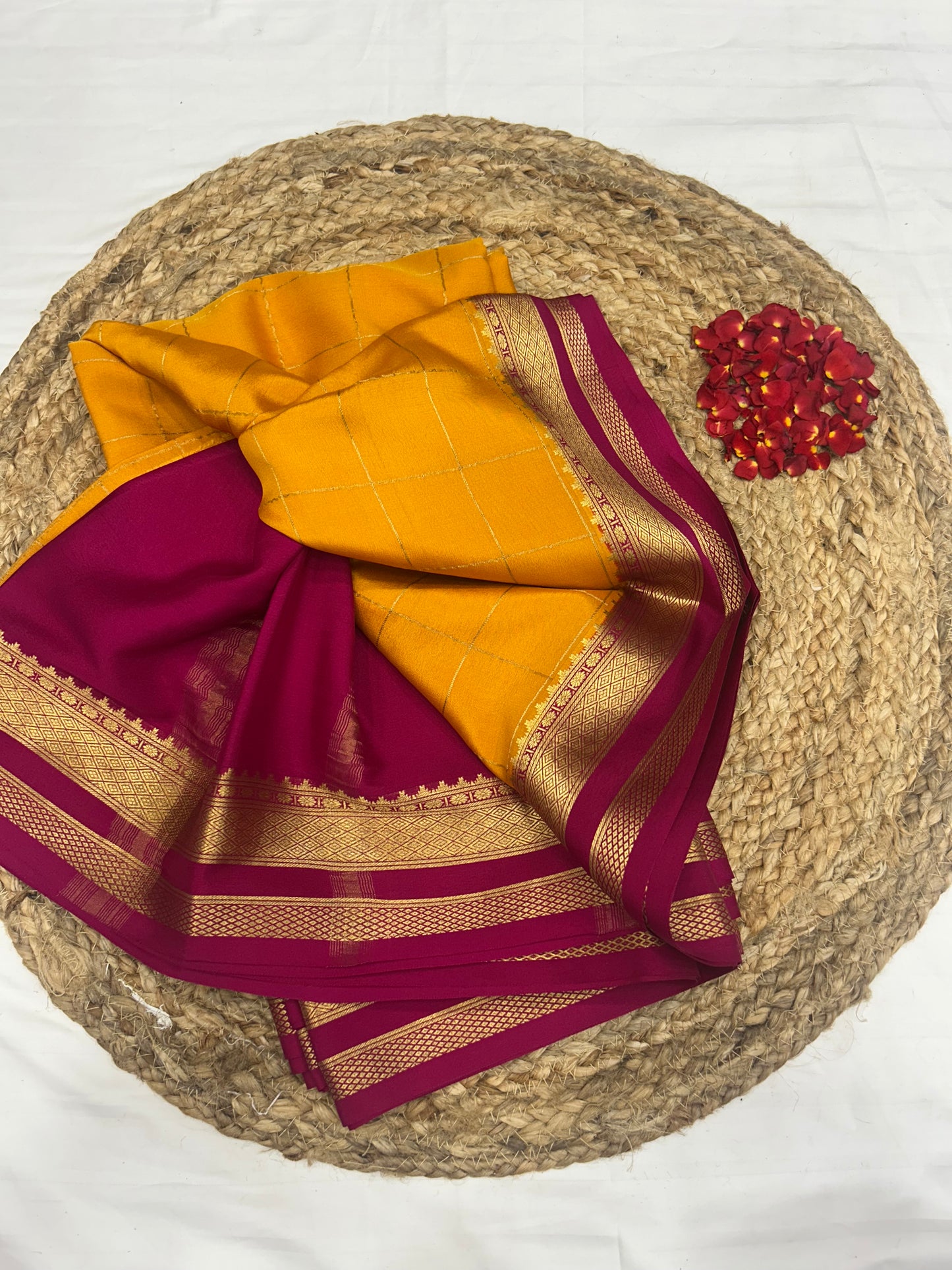 Mysore silk contrast checks