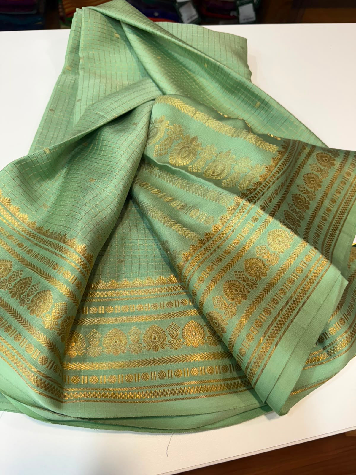 Mysore silk sarees checks pattern