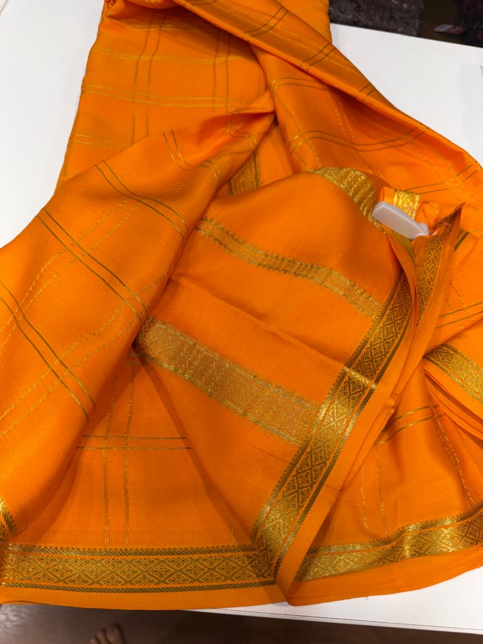 Mysore silk sarees self checks pattern