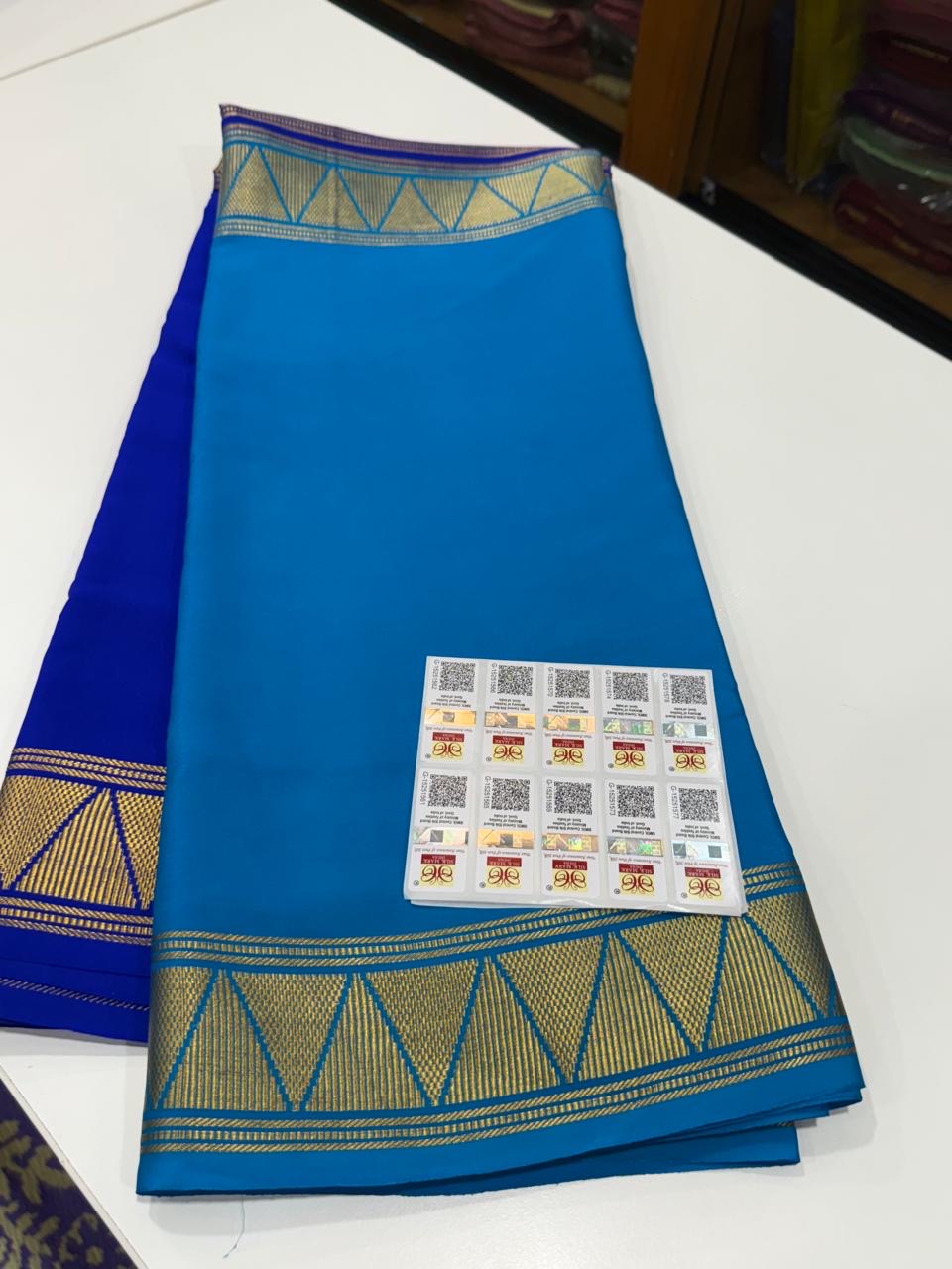 Mysore silk saree half and half pattern
