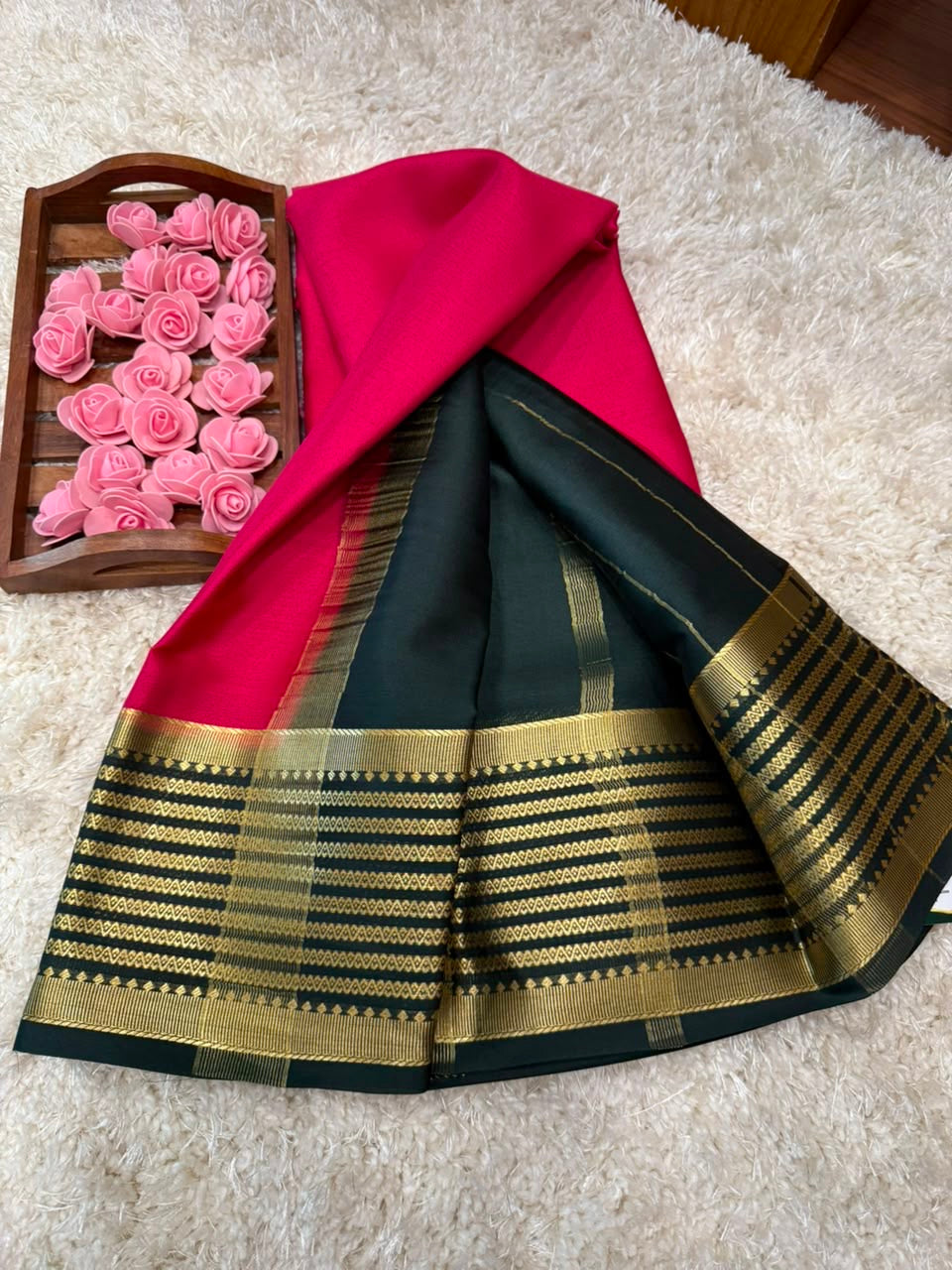 Mysore silk sarees light weight pattern