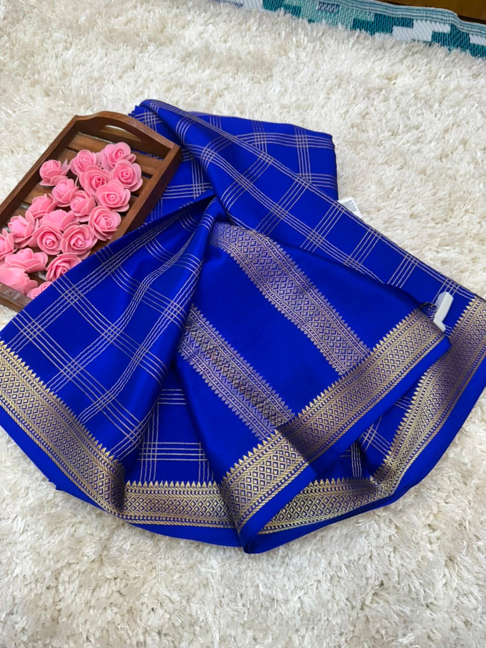 Mysore silk sarees checks pattern