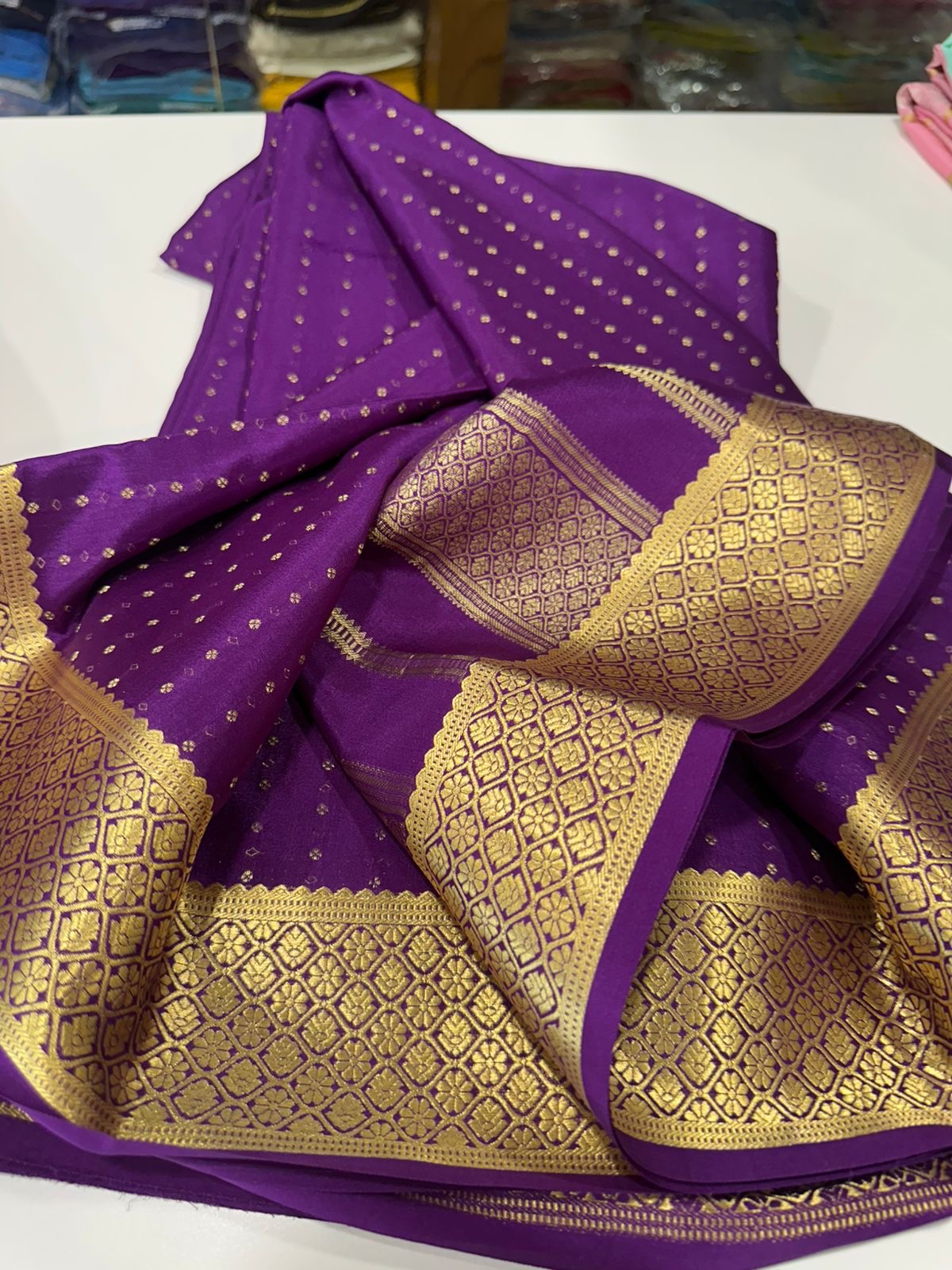 Motif pattern mysore silk sarees