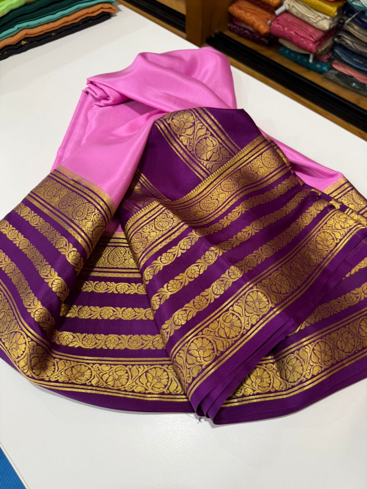 Mysore silk sarees contrast pattern