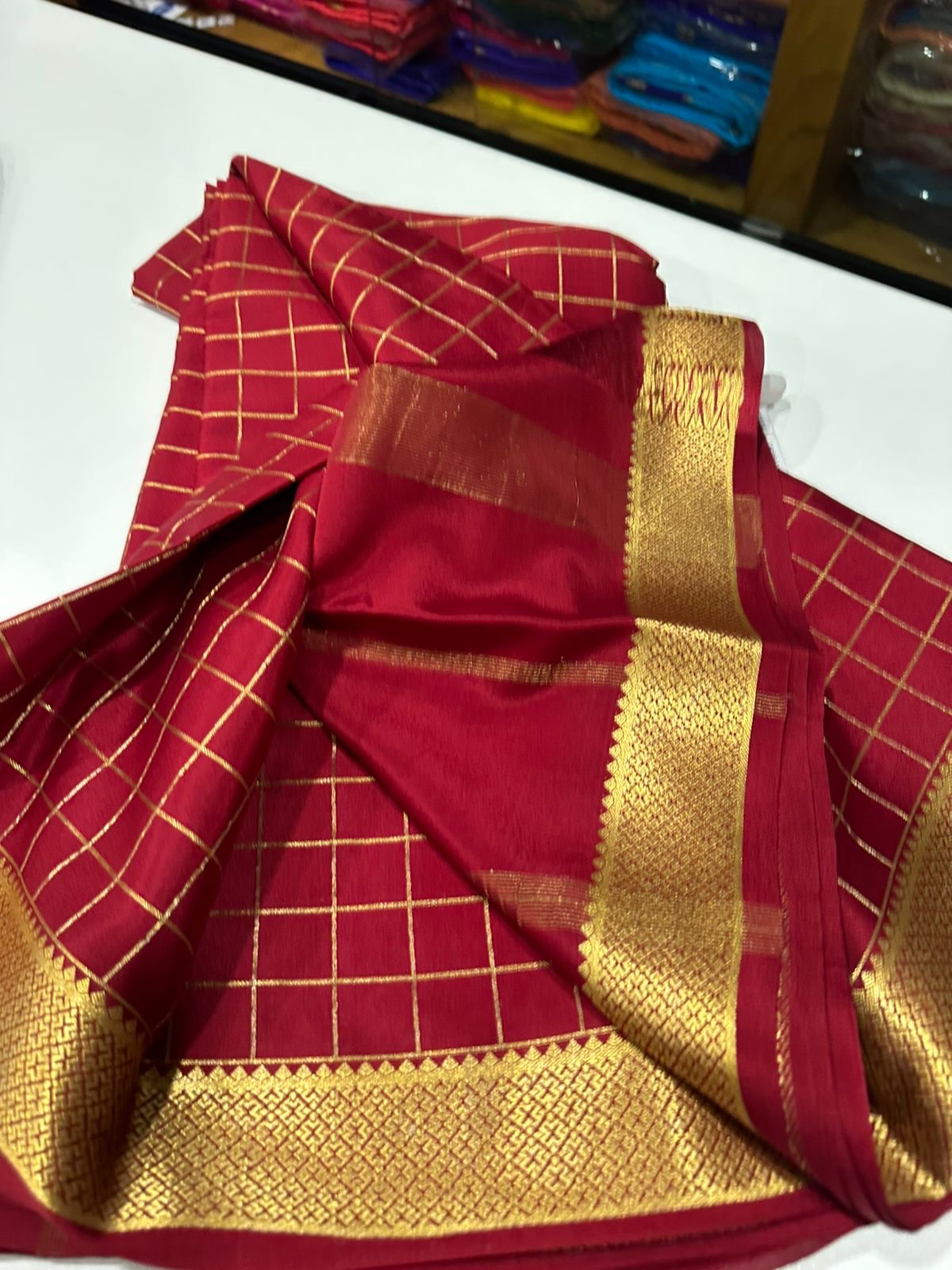 Checks pattern mysore silk sarees