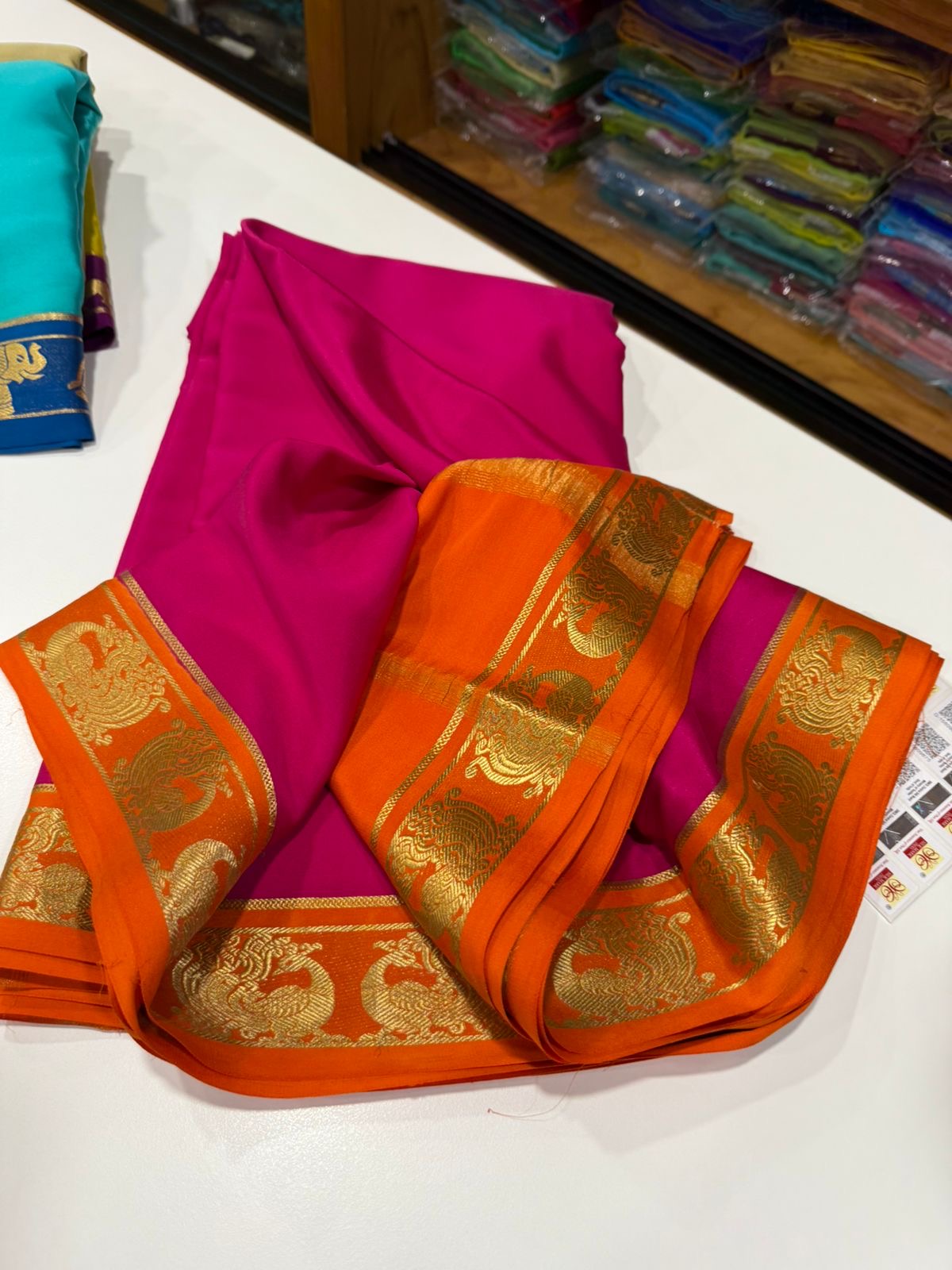 Mysore silk saree contrast pattern