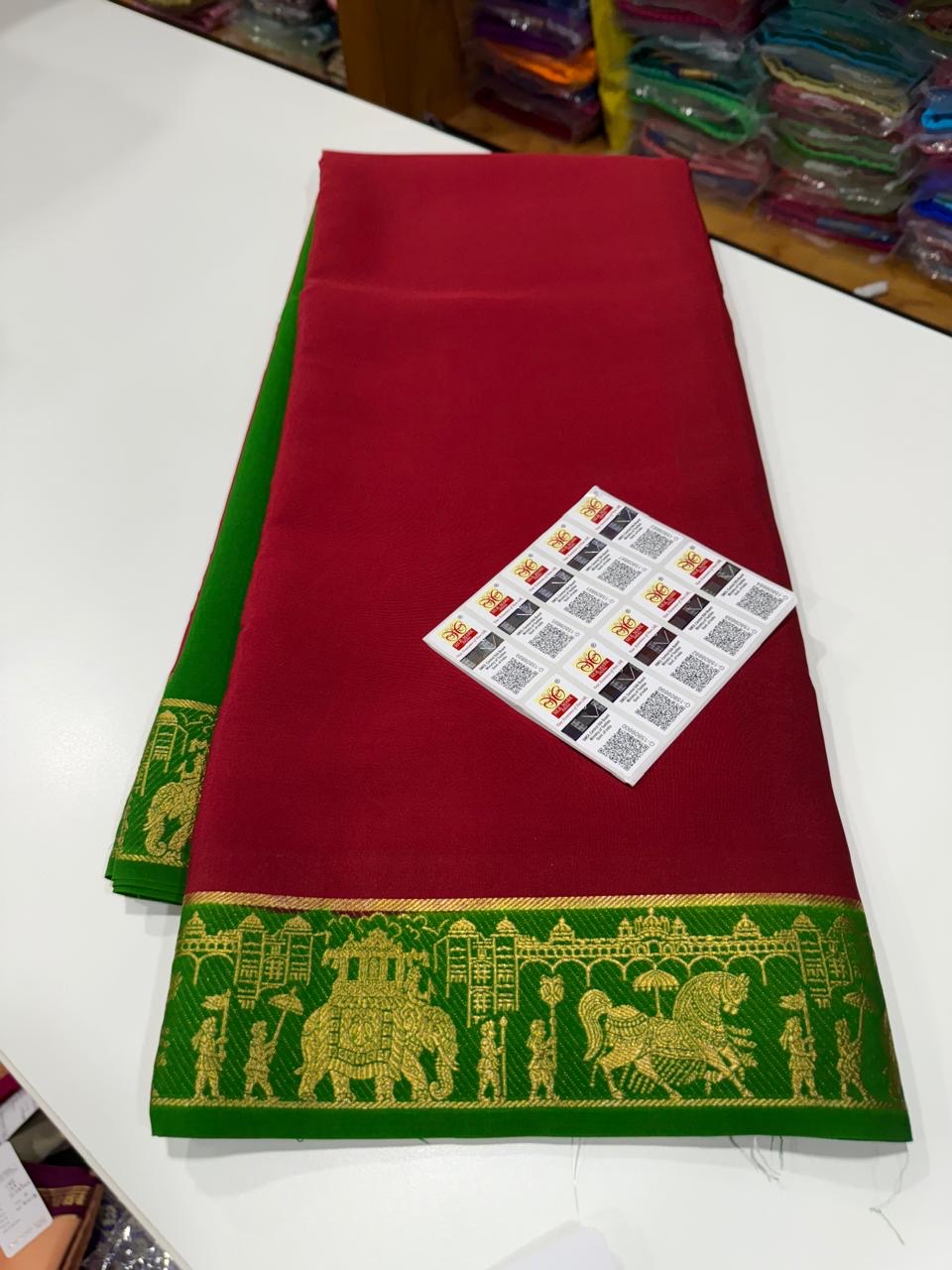 Mysore silk sarees golden lace pattern