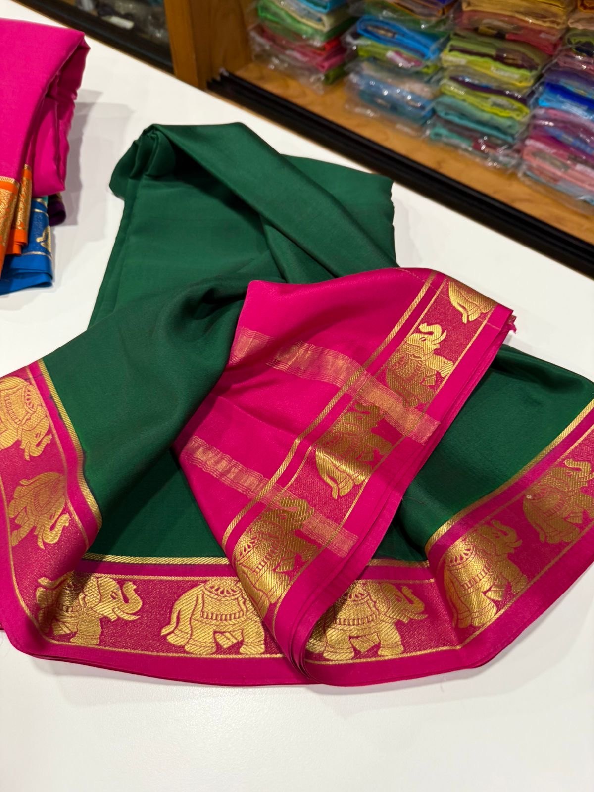 Mysore silk saree contrast pattern
