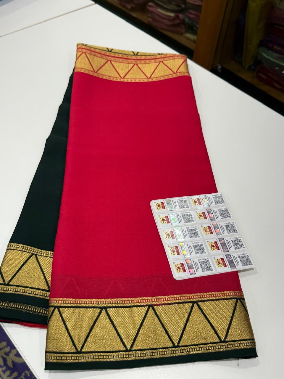 Mysore silk saree half and half pattern