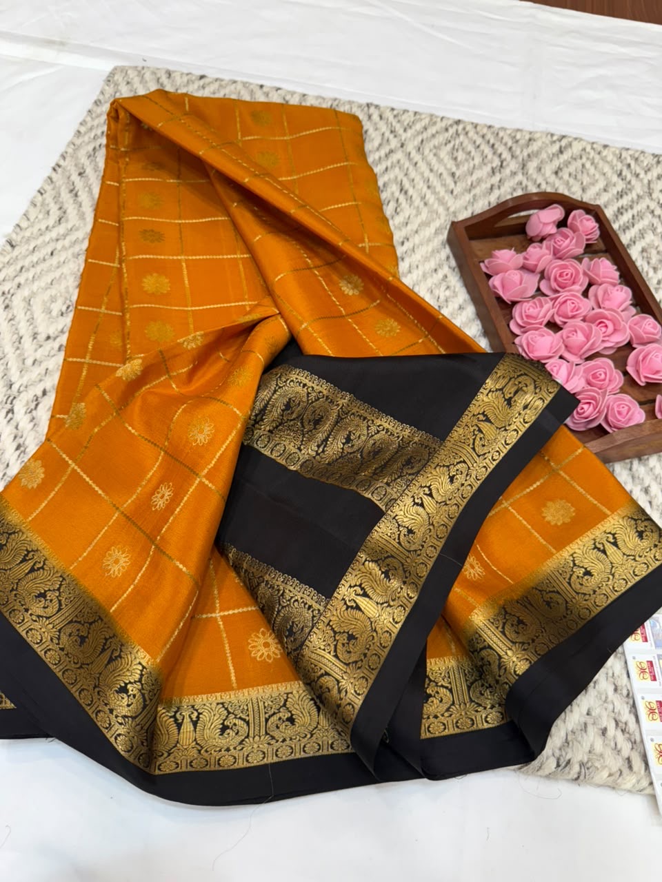 Mysore silk sarees checks pattern