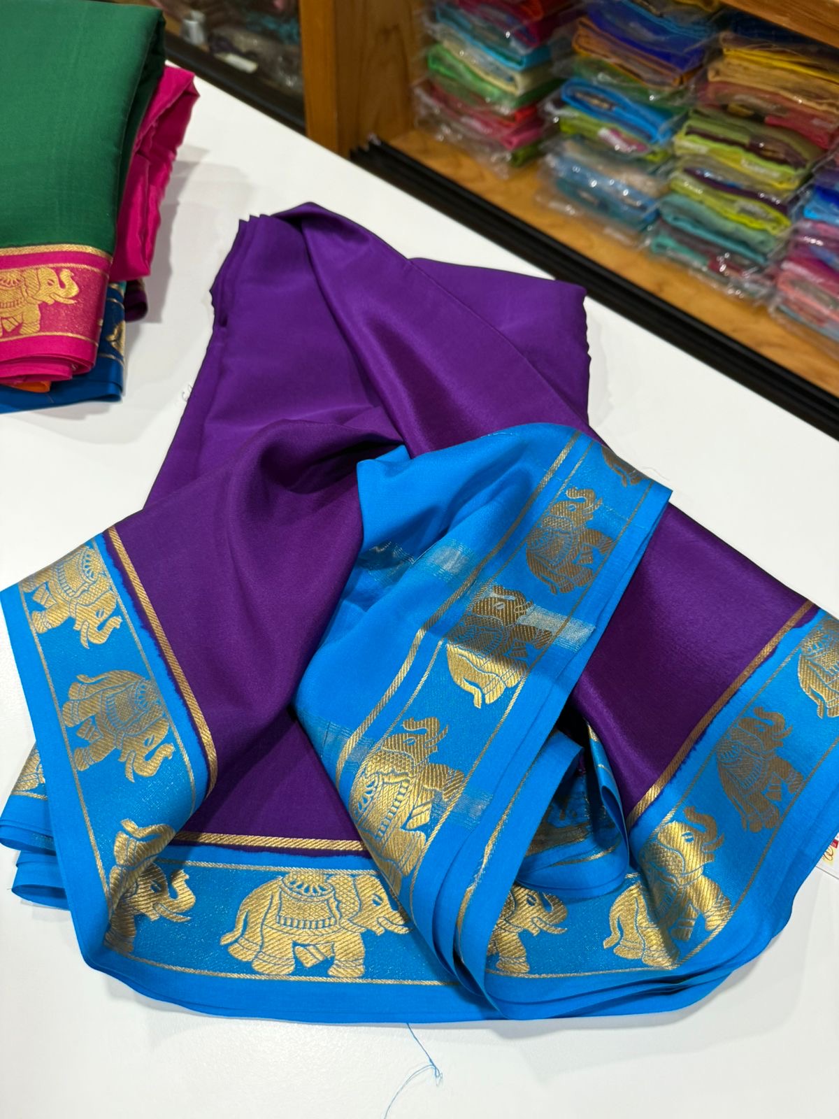 Mysore silk saree contrast pattern