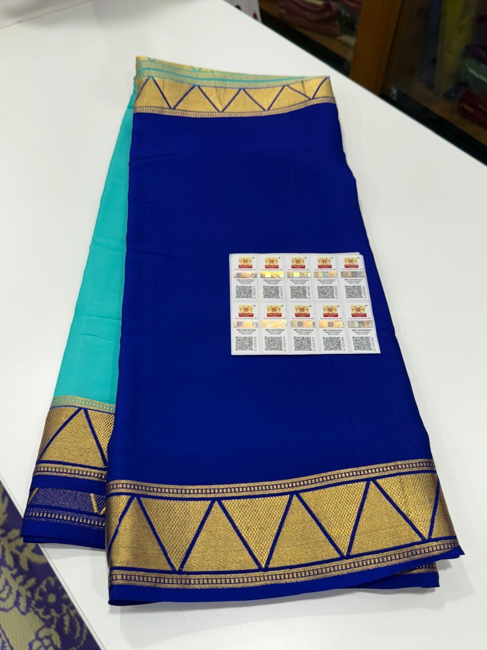 Mysore silk saree half and half pattern