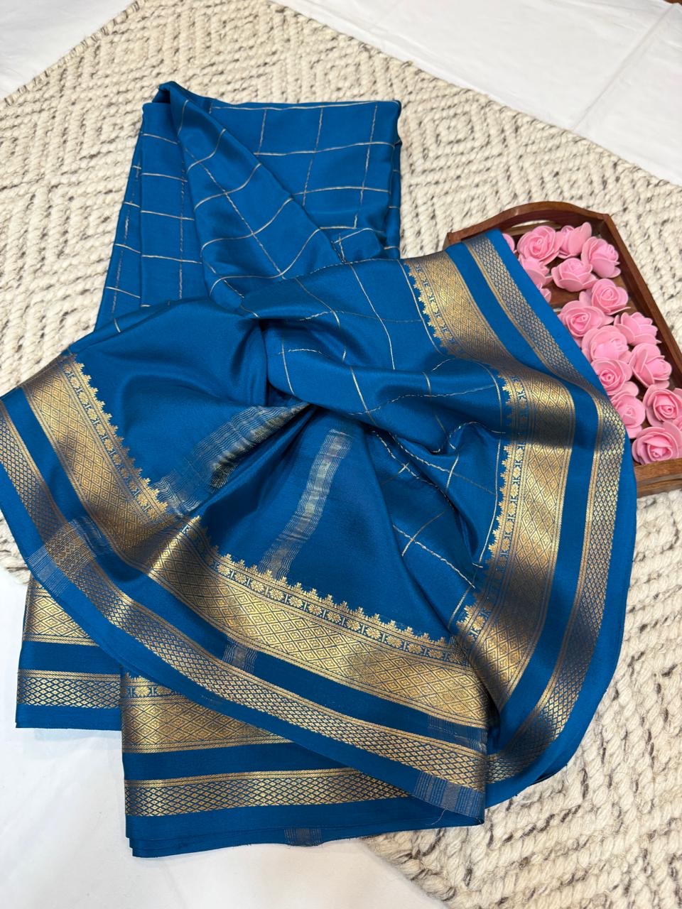 Mysore silk sarees checks pattern