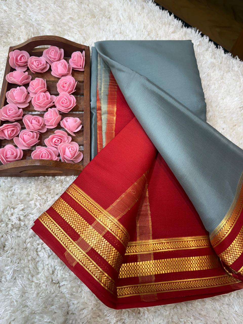 Mysore silk sarees light weight pattern