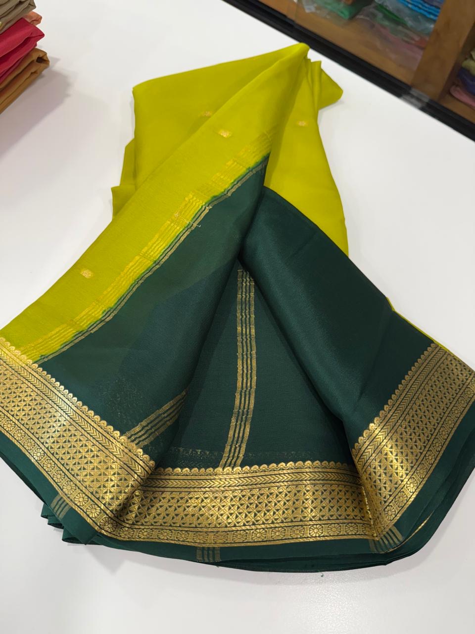 Mysore silk saree light weight pattern