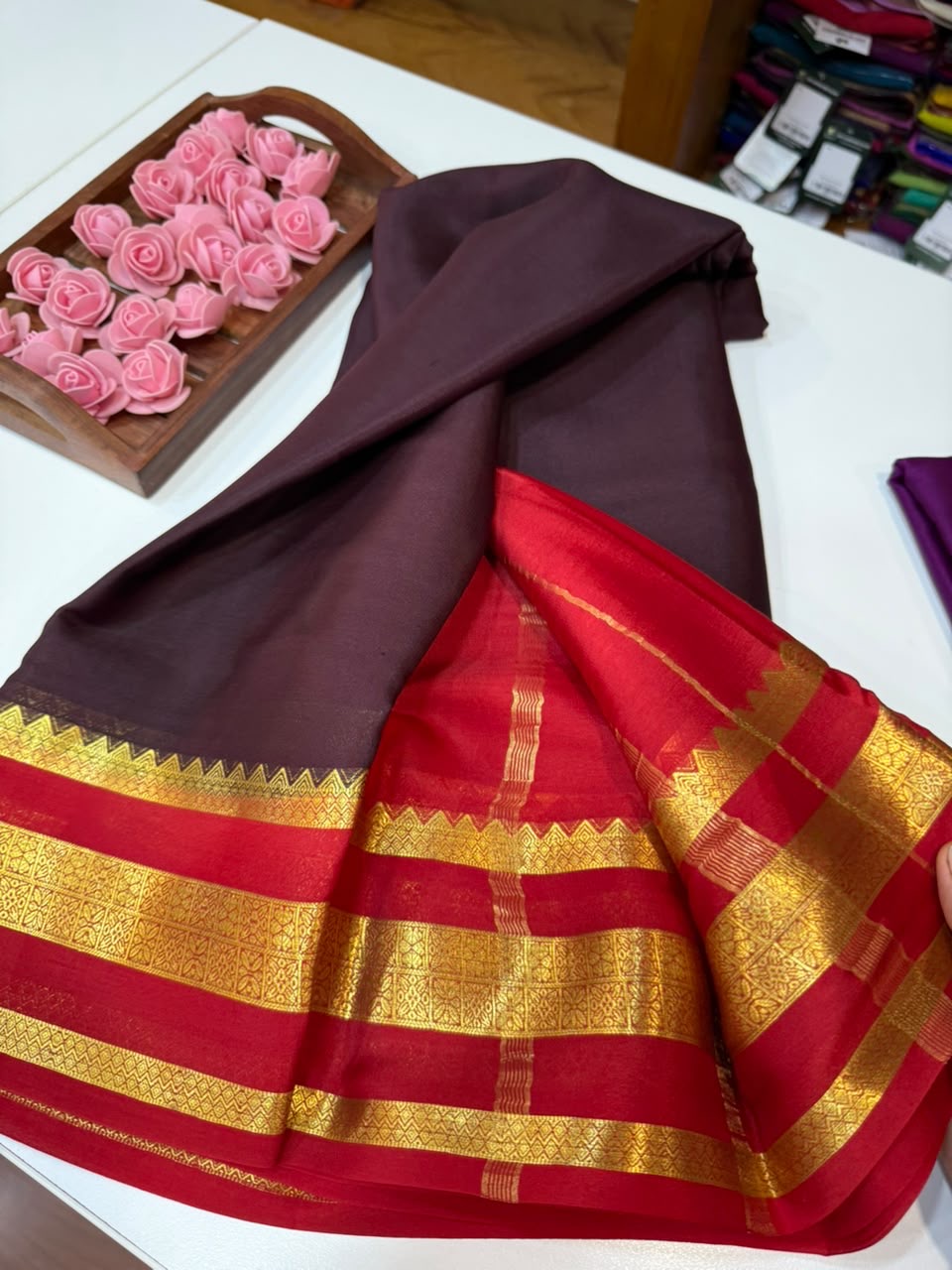 Mysore silk sarees light weight pattern