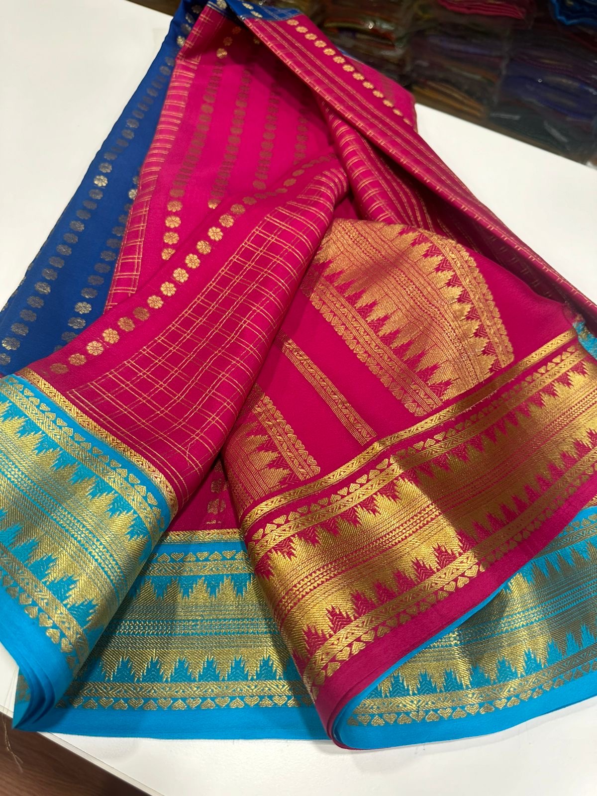 All over saree zari consumption with beautiful 3D color combination