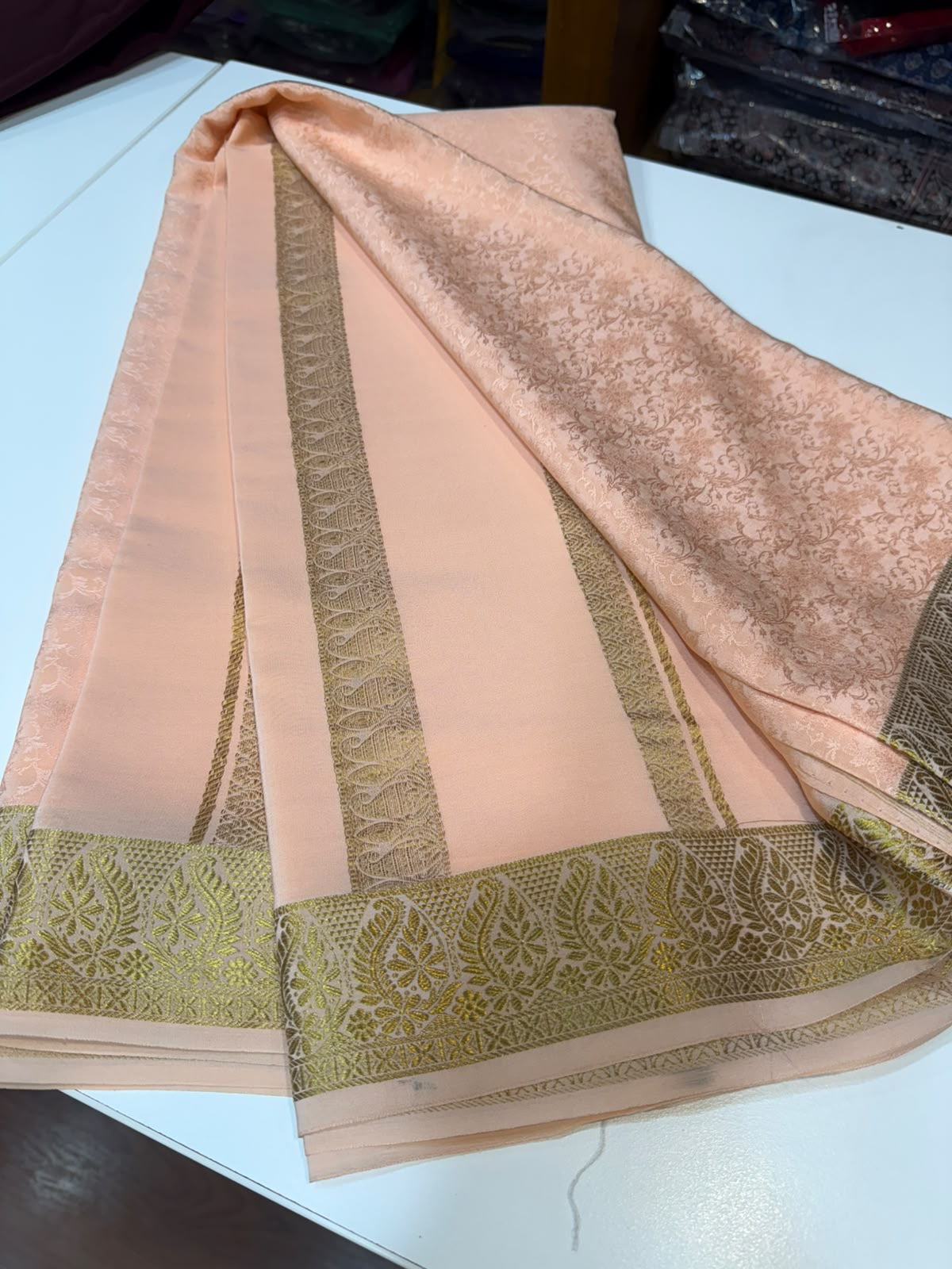 Mysore silk sarees gold lace pattern
