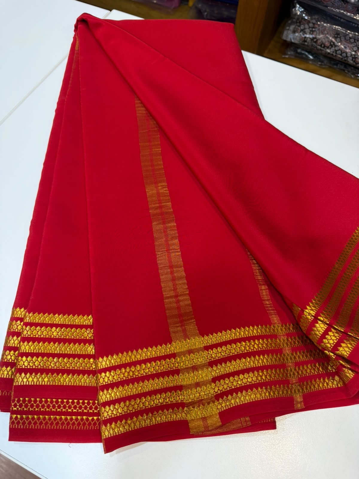 Mysore silk sarees gold lace pattern
